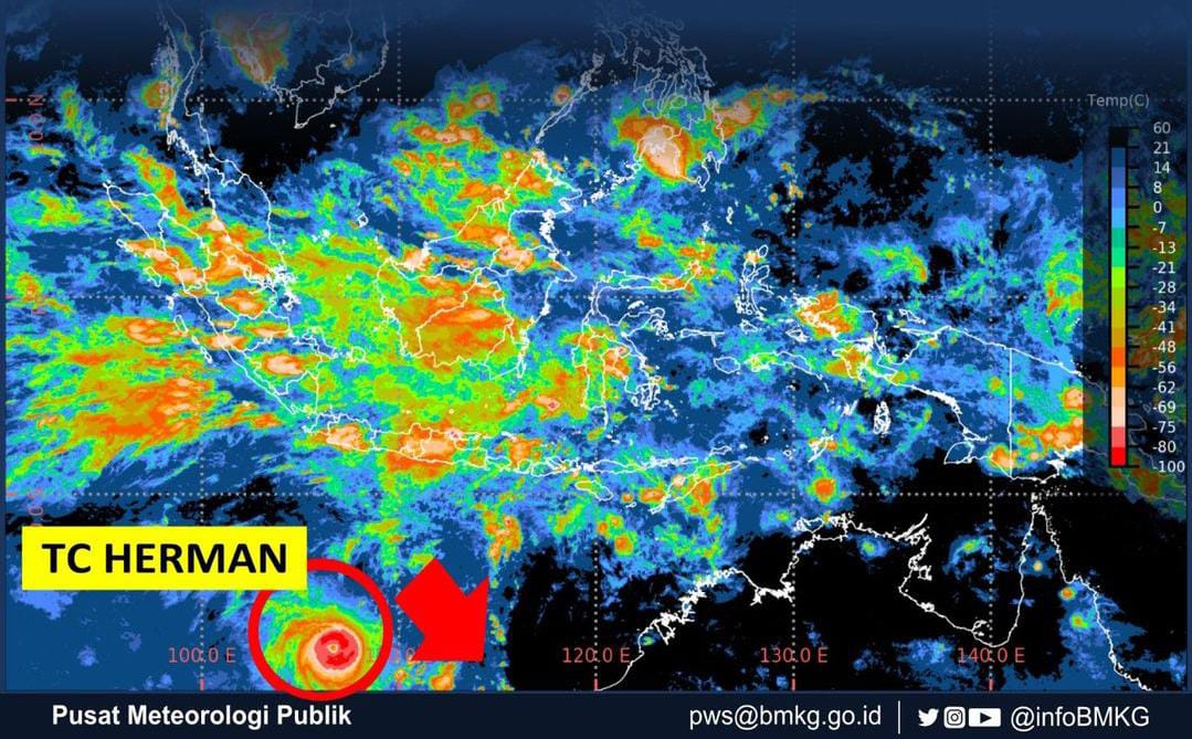 Kondisi cuaca dan siklon yang tertangkap layar. ((Foto:Dok.BMKG)