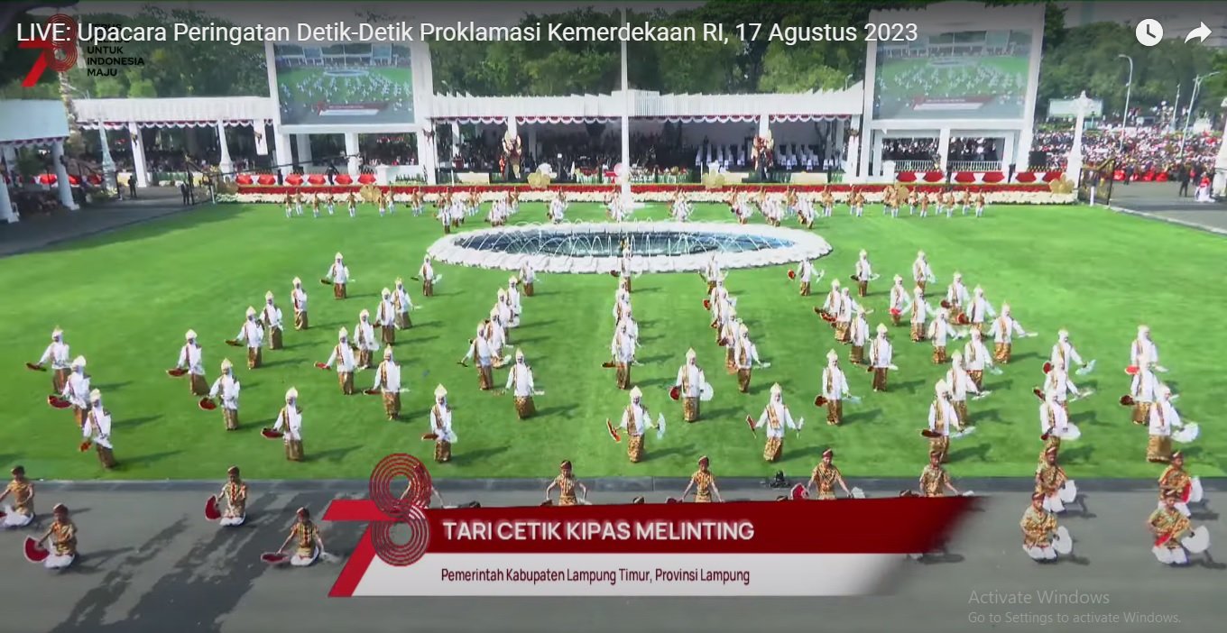 Tari Melinting saat Upacara Peringatan Detik-Detik Kemerdekaan di Istana Negara, Kamis (17/8). Dok Youtube Segneg