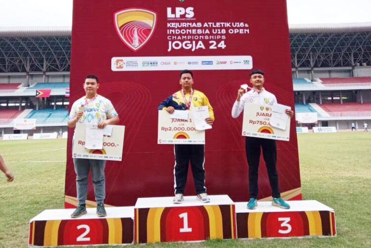 ATLETIK. Atlet Lampung yang bertanding di Kejurnas Atletik U16 & Indonesia U18 Open Championships 2024 yang berlangsung di Stadion Mandala Krida, Yogyakarta, pada 20-24 Juli 2024. (Dok. KONI Lampung)