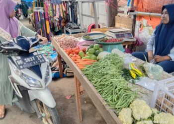 Suasana perdagangan bahan pangan di pasar Bandar Lampung. Ilustrasi/Dok Lampost