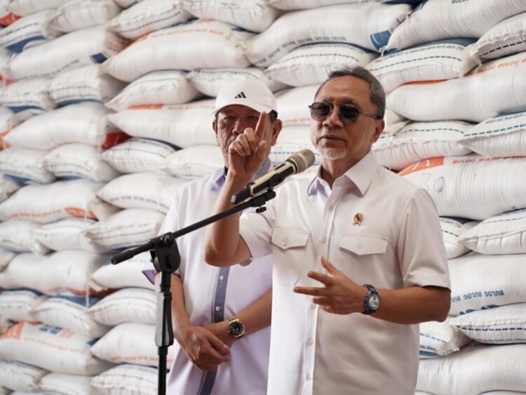 Menko Bidang Pangan, Zulkifli Hasan saat meninjau pabrik pengolahan beras dan gudang Bulog Lampung, Bandar Lampung, Minggu, 10 November 2024.