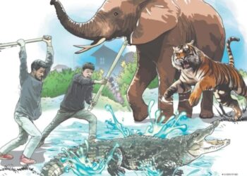 Ilustrasi konflik manusia dan satwa. Dok Lampung Post