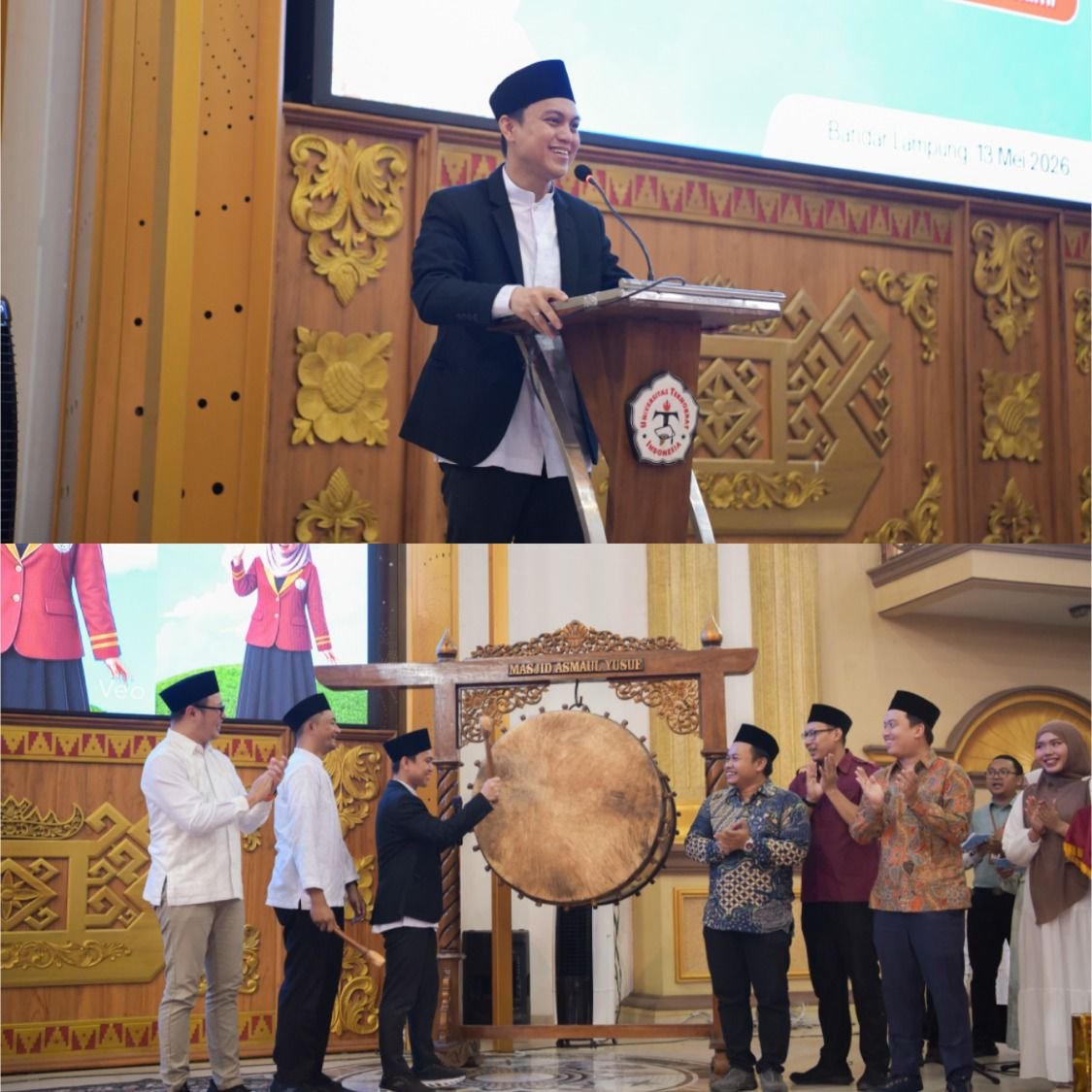 Wakil Rektor III Bidang Kemahasiswaan dan Alumni, Auliya Rahman Isnain, S.Kom., M.Cs., memberikan sambutan sekaligus membuka acara Pentas Islami 19.
