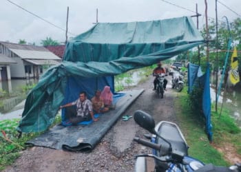 Warga Terdampak Bajir di Tulangbawang Dirikan Tenda Darurat Mandiri