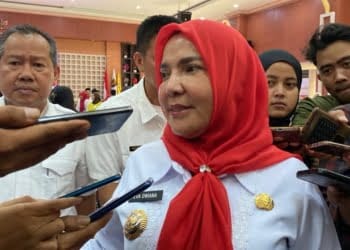 Wali Kota Bandar Lampung Eva Dwiana. Pemkot Bandar Lampung menganggarkan Rp45 Miliar untuk bayar THR ASN.