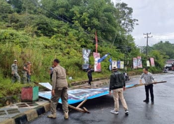 Penertiban APK di Liwa Terkendala Hujan