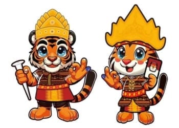 Raung dan Maung maskot Pilkada Gubernur dan Wakil Gubernur Lampung 2024. Dok. KPU