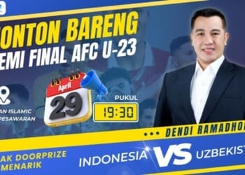 Pemkab Pesawaran menggelar nonton bareng (nobar) Piala Asia U-23 dan bagi-bagi doorprize. Dok/Humas Pemkab Pesawaran