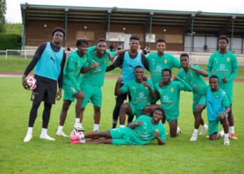 Timnas Guinea di sesi latihan. (instagram @feguifootofficiel)