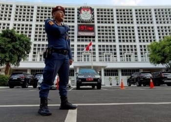 Papan elektronik berisi informasi hitung mundur pemungutan suara pilkada serentak 2024 di Gedung KPU(MI Susanto)