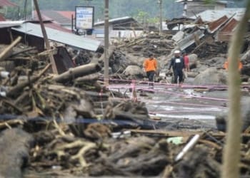 Banjir lahar dingin Gunung Marapi, Sumatera Barat. (Dok/Antara)