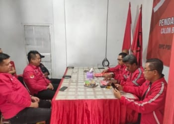 Ketua Banteng Muda Indonesia (BMI) Kabupaten Pesawaran, Ris Paili saat mendaftar di PDI Perjuangan Pesawaran. Dok BMI.
