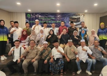 Pelepasan nasabah Nanobank sebagai JCH Lampung di Asrama Haji Rajabasa, Bandar Lampung, Sabtu, 11 Mei 2024.