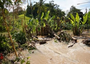 Banjir di Bandar Lampung beberapa waktu lalu. Lampost.co/Andre Prasetyo Nugroho.