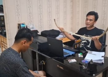 Unit PPA Satreskrim Polresta Bandar Lampung sedang melakukan pemeriksaan kepada oknum santri. Dok Polres