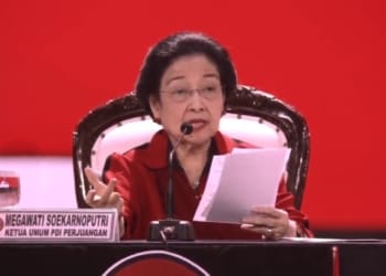 Ketua Umum PDI Perjuangan Megawati Soekarnoputri saat penutupan Rapar Kerja Nasional (Rakernas) V PDIP di Beach City International Stadium Ancol, Jakarta, Minggu, 26 Mei 2024. Youtube PDIP