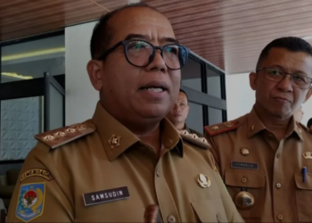 RUU Kabupaten dan Kota. Pj Gubernur Lampung Samsudin saat memberi keterangan. Bandar Lampung, Senin, 24 Juni 2024. Dok/Antara