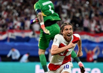 Pemain Kroasia, Luca Modric, selebrasi usai mencetak gol ke gawang Italia, saat pertandingan ketiga grup B Euro (Piala Eropa) 2024, Selasa dini hari, 25 Juni 2024. Foto: Instagram Euro 2024