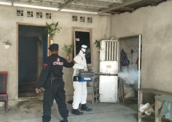 Brimob Lampung Fogging Lingkungan Desa Marga Agung