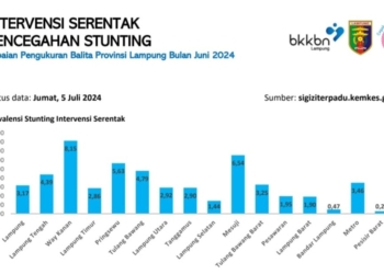 Grafik Stunting Lampung Berdasarkan SKI 2023. Dok Pemprov Lampung