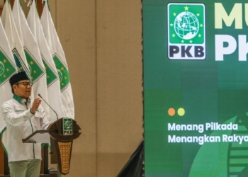 Ketua Umum PKB Muhaimin Iskandar berpidato.(MI/Usman Iskandar)