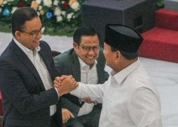 Ketua Umum Partai Gerindra yang juga Capres terpilih Prabowo Subianto (kanan).(MI/Usman Iskandar)