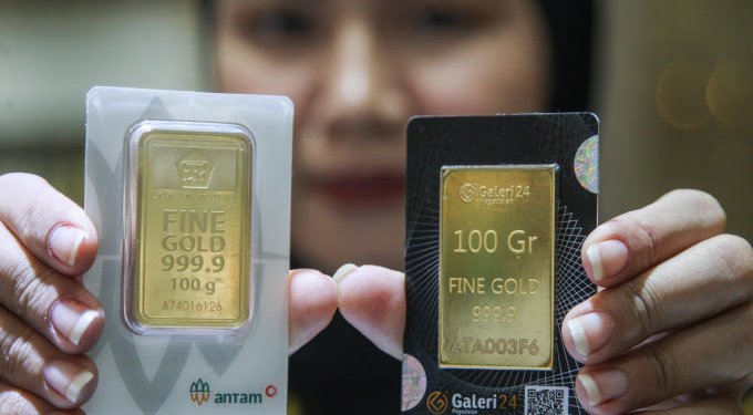 Harga emas batangan Antam hari ini, Senin. Dok MI