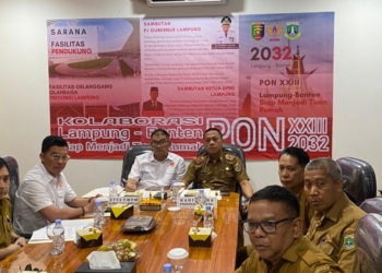 Audiensi KONI Banten dan KONI Lampung bersama Dispora Banten dan Lampung, Selasa, 6 Agustus 2024. Lampost.co/Andre Prasetyo Nugroho