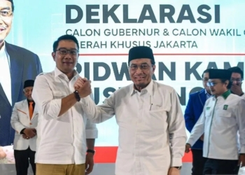 Bakal Pasangan Calon Gubernur dan Wakil Gubernur Jakarta Ridwan Kamil dan Suswono deklarasi di Hotel Sultan, Jakarta, Senin, 19 Agustus 2024. ANTARA/Rio Feisal/aa.