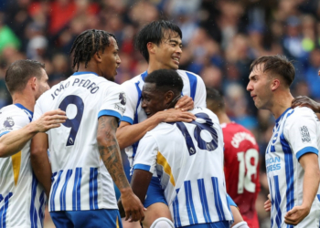 Selebrasi pemain Brighton