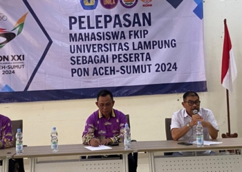 Foto: KONI Lampung bersama FKIP Unila melakukan pelepasan 34 atletPON XXI 2024 Aceh-Sumut, Kamis, 22 Agustus 2024.