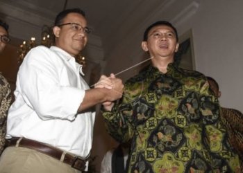 Anies Baswedan dan Basuki Tjahaja Purnama atau Ahok. Dok ANTARA FOTO