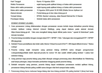 Pengumuman Lelang Kedua Kejaksaan Negeri Bandar Lampung