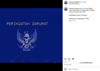 Tngkapan layar unggahan Wanda Hamidah.