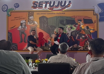 Direktur Operasi III Hutama Karya, Koentjoro saat dialog Peringatan Hari Pelanggan Nasional 2024, di Rest Area 234 A Tol Terbanggi Besar - Pematang Panggang - Kayu Agung (Terpeka), Jumat, 6 September 2024.