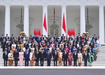 Barisan para menteri dalam Kabinet Merah Putih seusai dilantik oleh Presiden Prabowo Subianto, Senin (21/10/2024).(Dok Biro Setpres)
