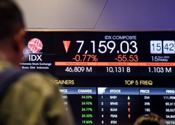 Pekerja melihat pergerakan Indeks Harga Saham Gabungan (IHSG) di Bursa Efek Jakarta, Jumat (15/11/2024). Dok/Antara