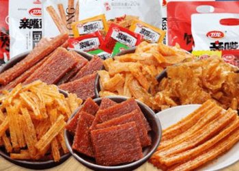 Ilustrasi jajanan latiao produk asal China.