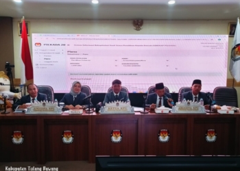 KPU Tulang Bawang menggelar rapat pleno Pilkada Tulang Bawang di Hotel Le'Man Unit ll, Kecamatan Banjaragung.