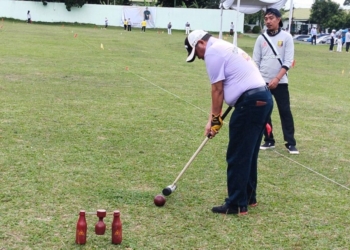 Kejuaraan Woodball Gubernur Cup Tahun 2024 yang diadakan di lapangan Satlog, Way Halim, Bandar Lampung, Selasa, 3 Desember 2024. Lampost.co/Atika