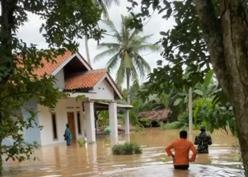 BPBD Lampung Tengah bersama pihak-pihak terkait, saat melakukan evakuasi dan upaya penanganan bencana alam, di Kampung Goras Jaya, Kecamatan Bekri, Kabupaten Lampung Tengah. Lampost.co/Raeza Handanny Agustira