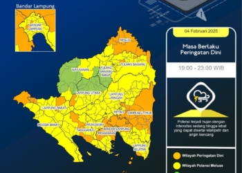Kondisi cuaca di Provinsi Lampung berdasarkan BMKG Lampung. 