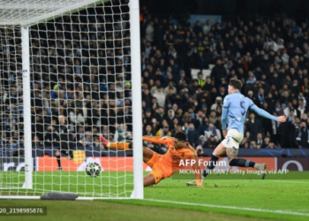 Gol Jude Bellingham mengantarkan Real Madrid menang di markas Manchester City. (Foto: AFP)