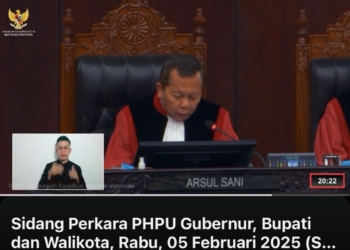 Hakim Mahkamah Konstitusi memutus Permohonan Perselisihan Hasil Pemilihan Umum Kepala Daerah (PHP Kada) Kabupaten Pringsewu, Rabu, 5 Februari 2025 malam. Tangkapan Layar