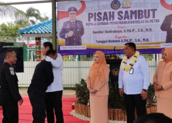 Pisah sambut Kepala Lembaga Pemasyarakatan (Lapas) Kelas II A Kota Metro. (FOTO: Lampost.co/Bambang Pamungkas)
