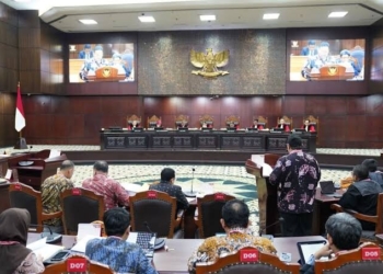 Suasana sidang di Mahkamah Konstitusi (MK) terkait Perselisihan Hasil Pemilihan Umum (PHPU). Dok