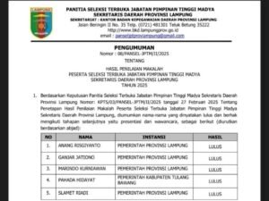 Lima Peserta Berebut Kursi Sekda Lampung