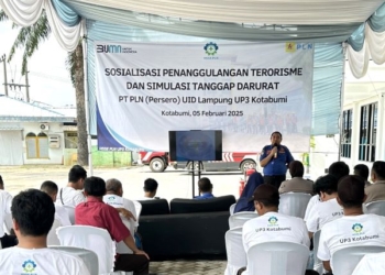 Peringati Bulan K3 Nasional, PLN Gandeng Polres dan Dinas Damkarmat Lampung Utara Gelar Sosialiasi Keamanan dan Simulasi Tanggap Darurat