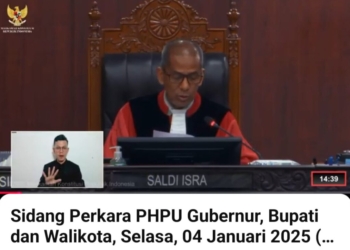 Sidang perkara PHPU kepala daerah atas sengketa Pilkada 2024 oleh Mahkamah Konstitusi, Selasa, 4 Februari 2025. Dok/Youtube