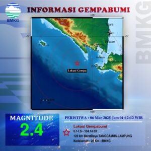 Tanggamus Diguncang Gempa 2.4 Mag